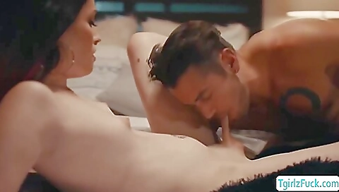 Brunette with small tits gets a good deepthroat and anal sex