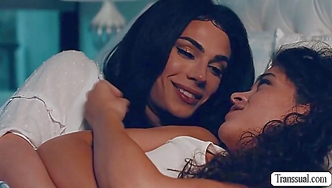 Brunette with tattoo on her ass gets fucked on the bed