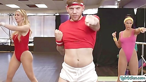 Tattooed blonde yoga instructor gets deepthroated and fucked