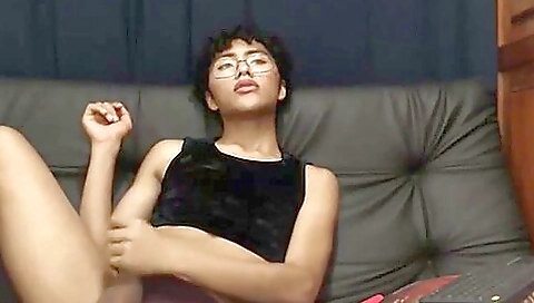 Big-boobed brunette with a hairy pussy in solo cam