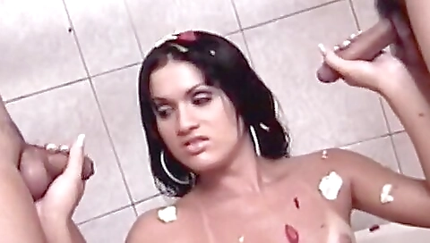 Busty pornstar enjoys a threesome with a sexy slut and a guy