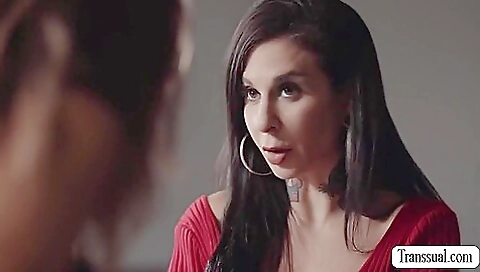 Horny brunette shemale gets fucked by her stepbrother