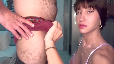 Shaved body amateur shemale with huge tits and big boobies