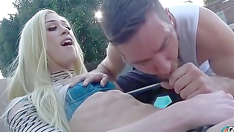 Sexy blonde 18+ teen Jenna in a pool with big cock